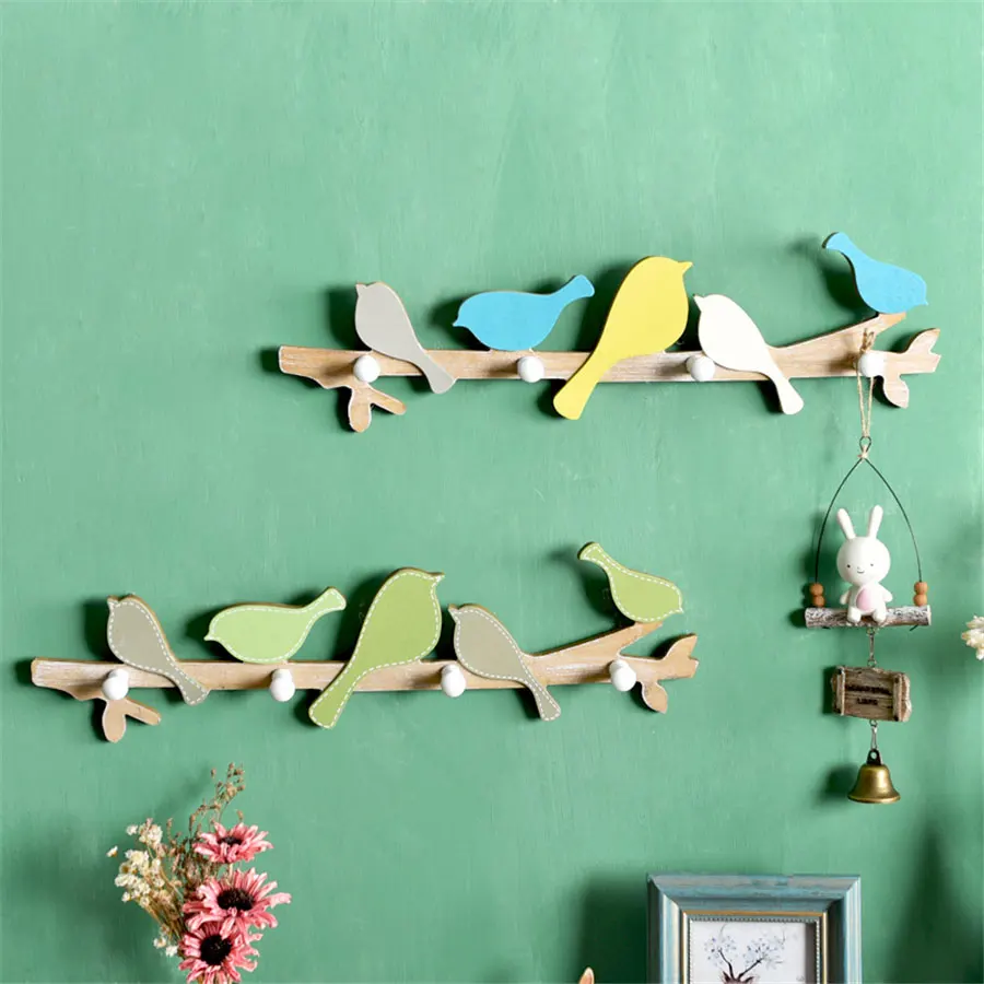 

Wooden Retro Bird Wall Hanger Entrance Key Hook Creative Door Decoration Hooks Nostalgia Bedroom Decor Wall Sundries Hangers