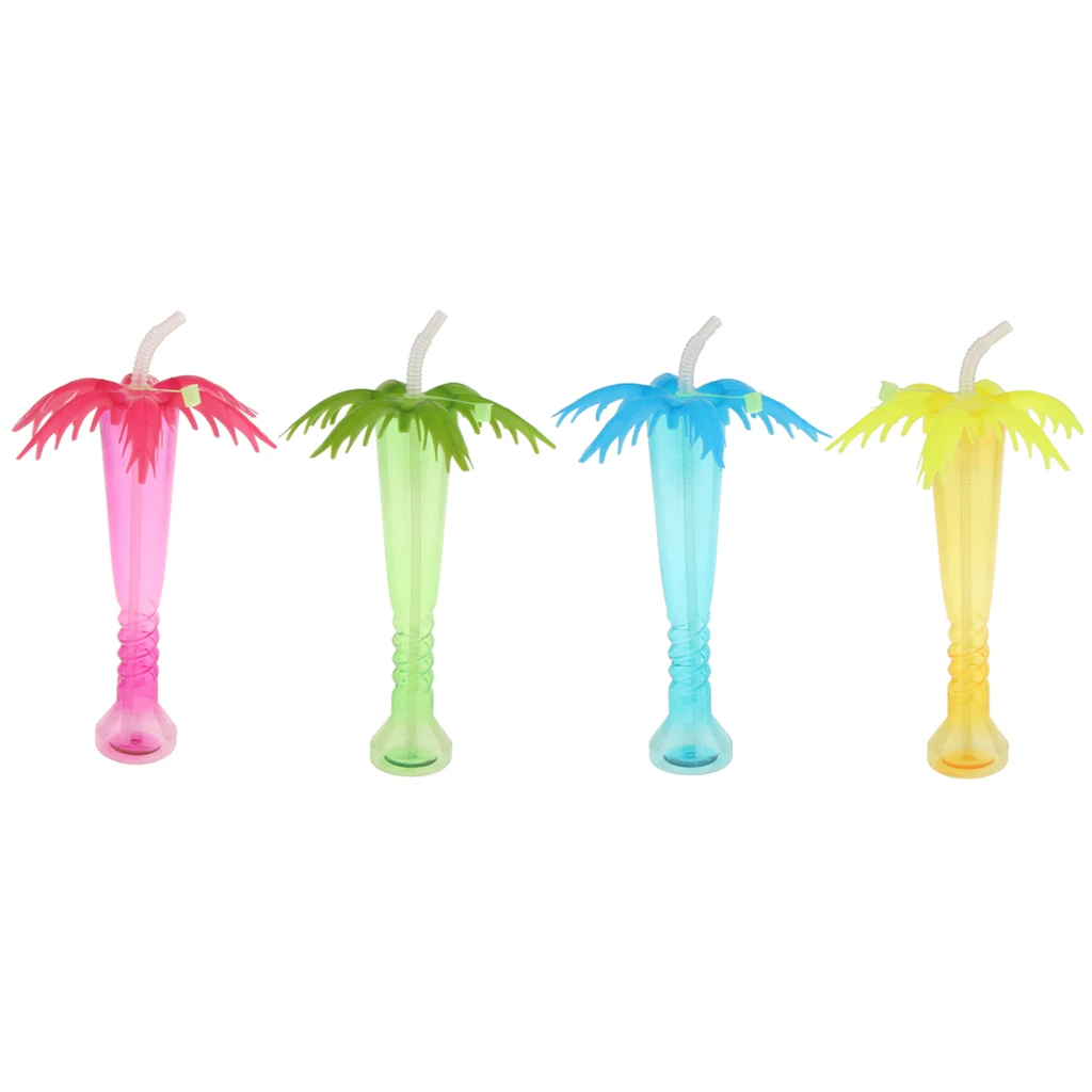 Чашки Luau Yard с пальмовым деревом и соломинкой для маргариты холодных напитков
