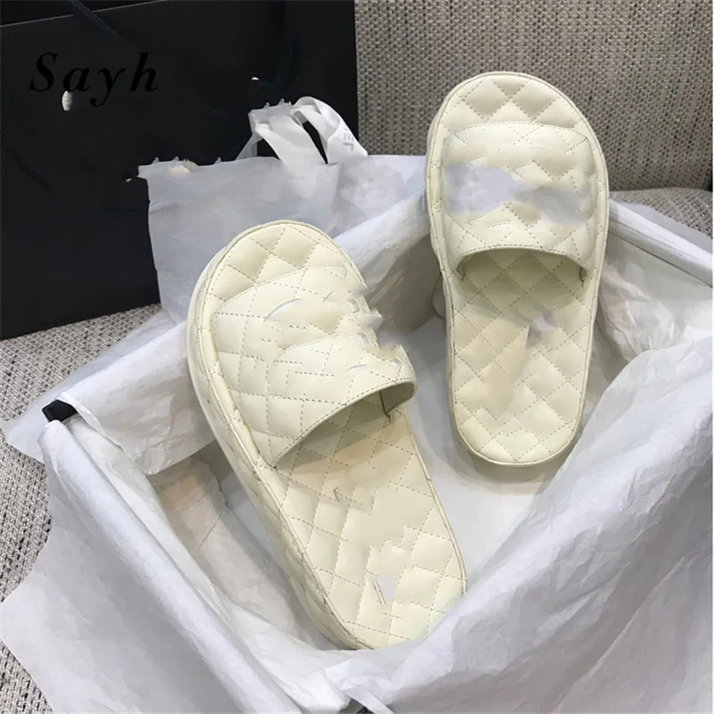 

2021 Summer Women Open Toe Sandals Mules Flats Luxury Brand Casual Slippers Pregnant Shoes Women Indoor Slides Shoes