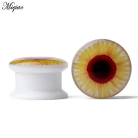 miqiao hot selling european and american earrings sunflower acrylic auricle sun flower ear expander ear piercing jewelry