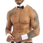 Мужские сексуальные костюмы для взрослых, 3 шт., аксессуары, воротник джентльмена и официанта, мужской танцор, сексуальный Стриппер, косплей, вечеринка, клубная одежда