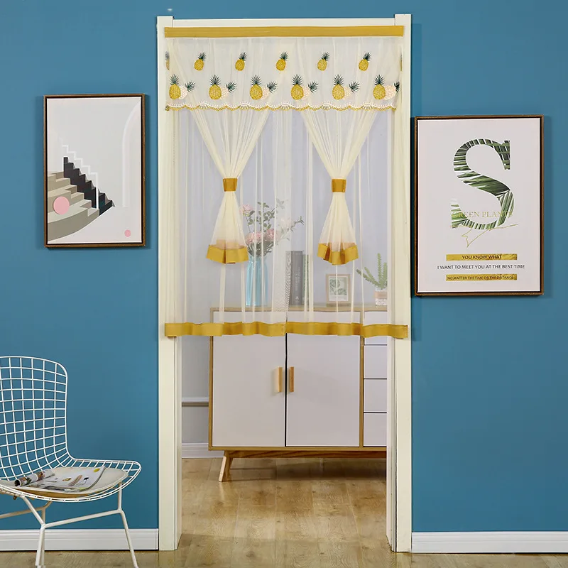 

Summer Anti-mosquito and Fly Double-layer Gauze Curtains Perforation-free Translucent and Ventilated Lace Embroidery Curtains