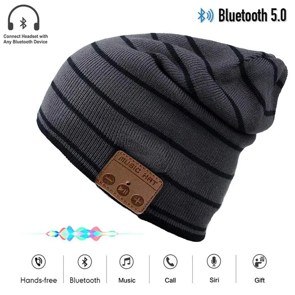 Горячая Распродажа Беспроводной Спортивный Bluetooth 5,0 наушники гарнитура наушники музыка Смарт шляпа с микрофоном стерео динамик Handfree зима теплый - Цвет: tiaowen-longhat