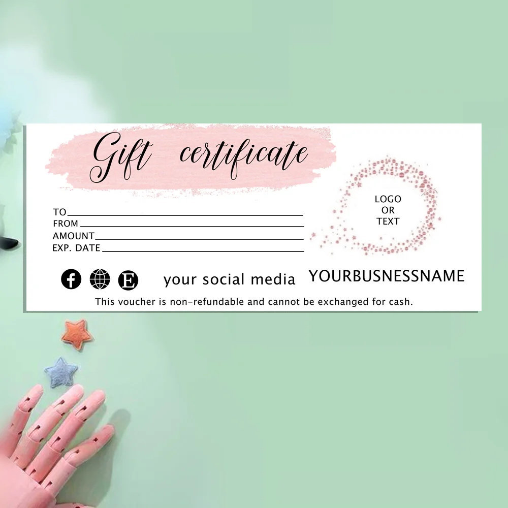 

Modern Gift Card ADD YOUR LOGO Rose Gold Gift Certificate Pink Gold Gift Certificate Gift Voucher For Customers