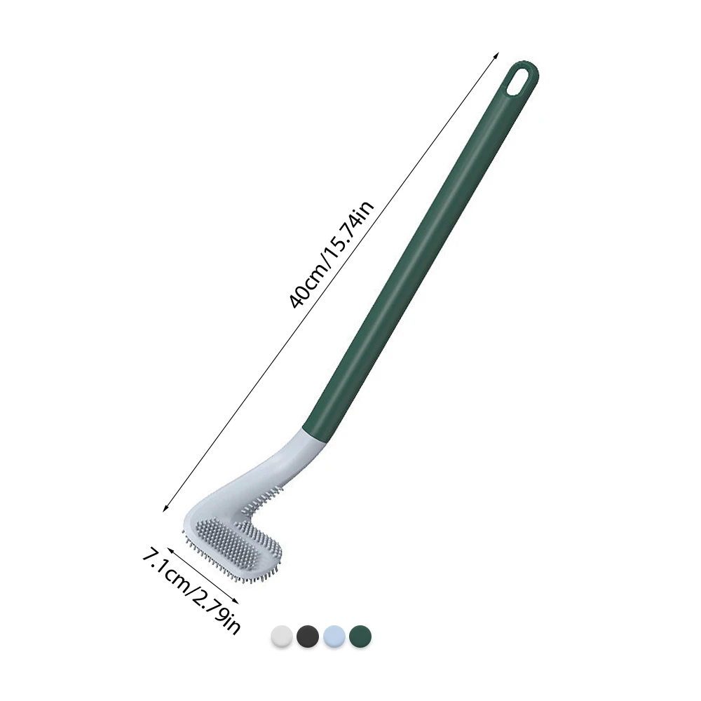 

Soft Rubber Long Handle Toilet Cleaning Brush Bendable Brush Head Silicone No Dead Toilet Brush For Bathroom Cleaning Brush