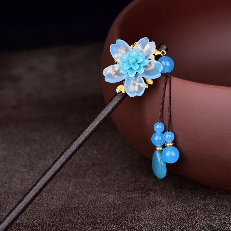 Женская заколка в винтажном стиле цветная глазурь искусственный цветок