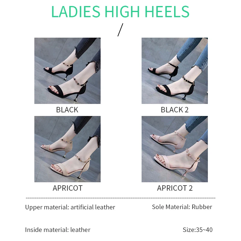 

High-Heeled Sandals Stiletto Comfortable Breathable Sandals Women Summer New 2021 Word Buckle Shoes For Women