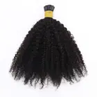 Афро кудрявые вьющиеся I-образные волосы для наращивания, 100 прядей, монгольские, 4b 4c Microlinks I Tip, человеческие волосы