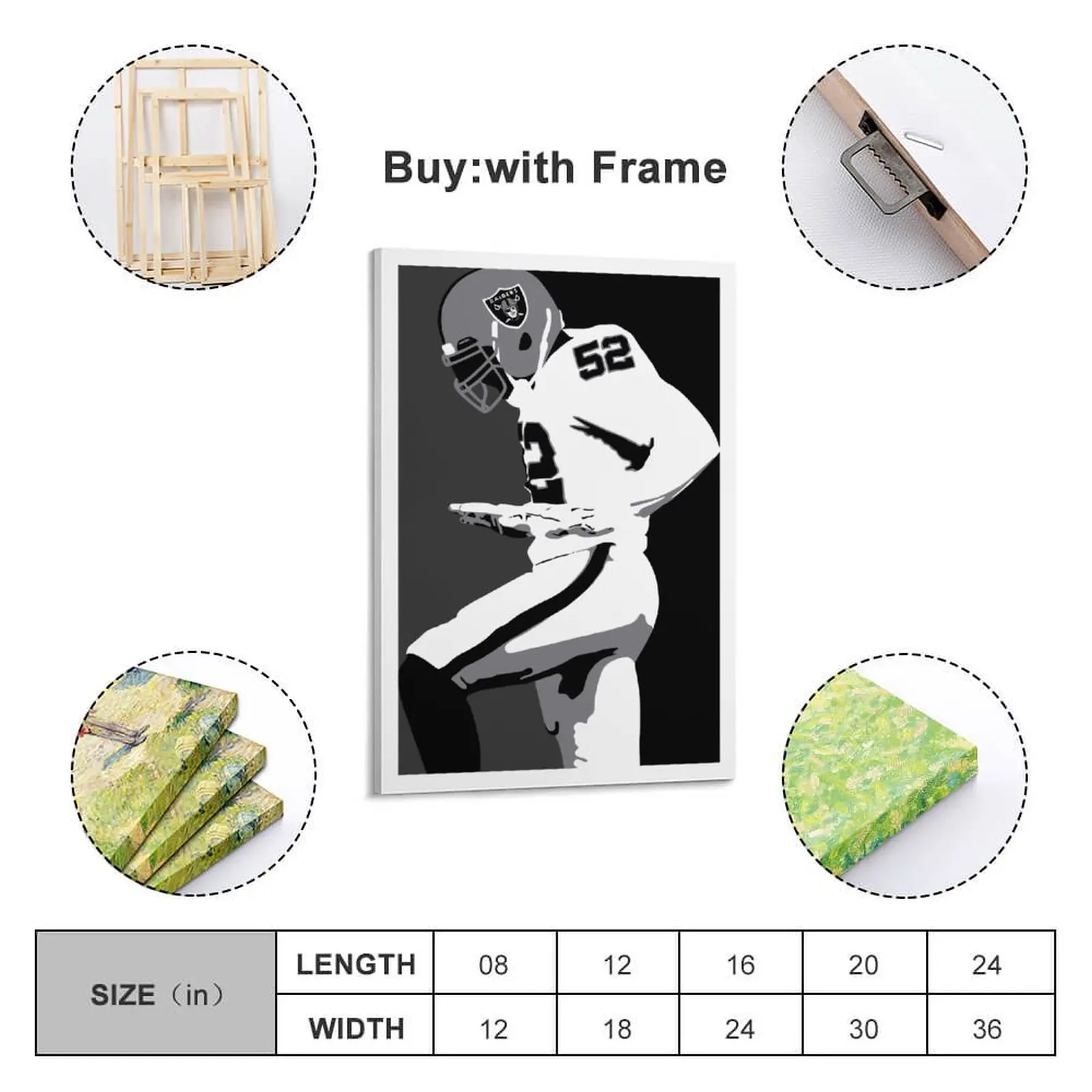 

Decor 52 Khalil Mack Print Painting Canvas Hang A Picture for Living Room Wall Room Posters With Frame Modern Home