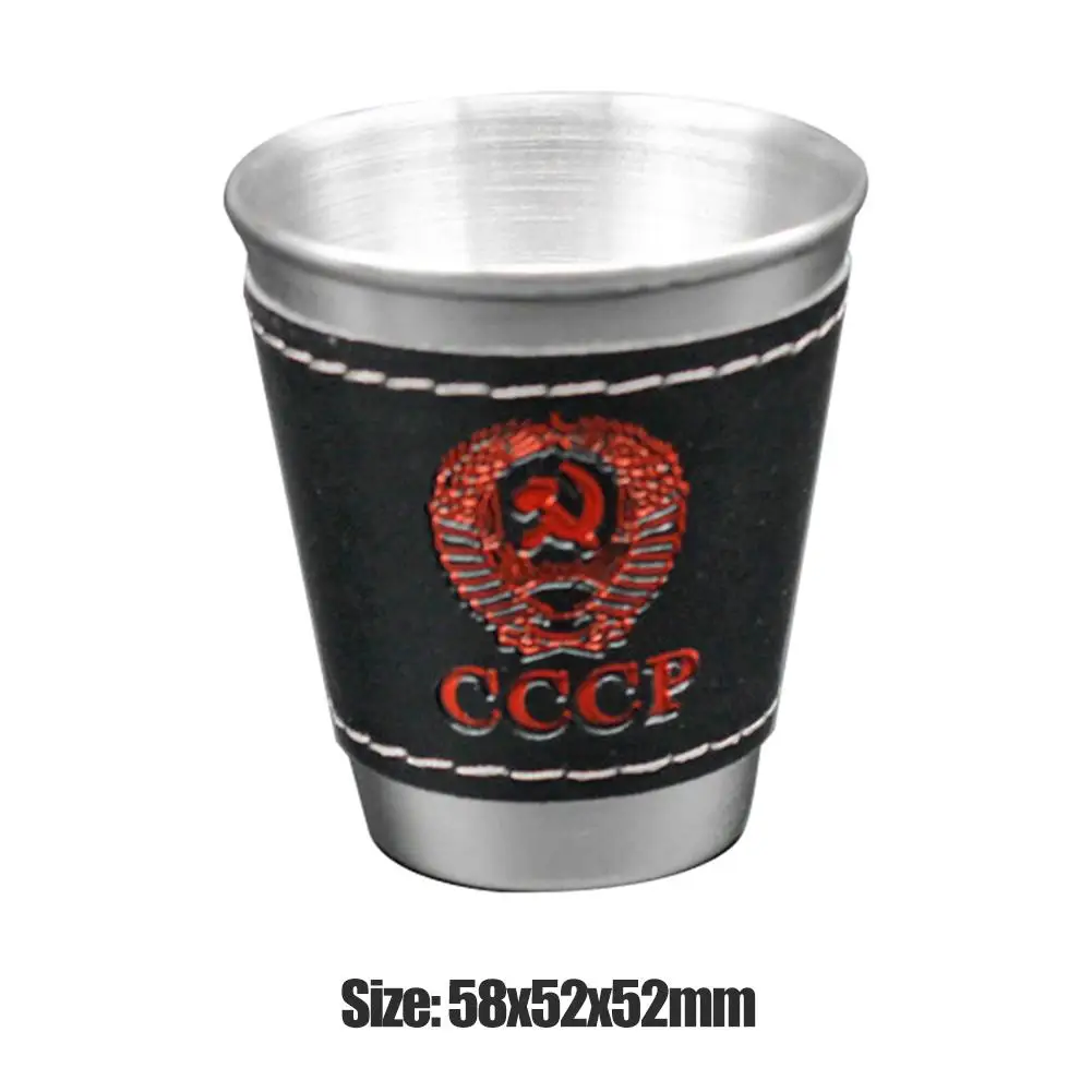 

4pcs 70ml Picnic Supplies Stainless Steel PU Leather Wine Beer Cup Whiskey Mugs Outdoor Camping Tableware Travel Cups Set