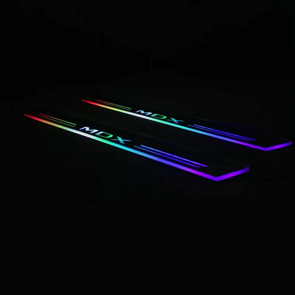 RQXR led движущиеся двери потертости для acura mdx динамический порог пластина плоская подкладка накладки rgb плавный свет, 2 шт