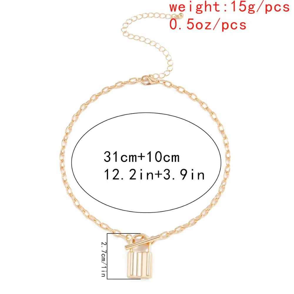 

Lacteo Neo Gothic Lock Stick Pendant Necklace Statement Vintage Single Cross Chain Choker Necklace Jewelry for Women Accessories