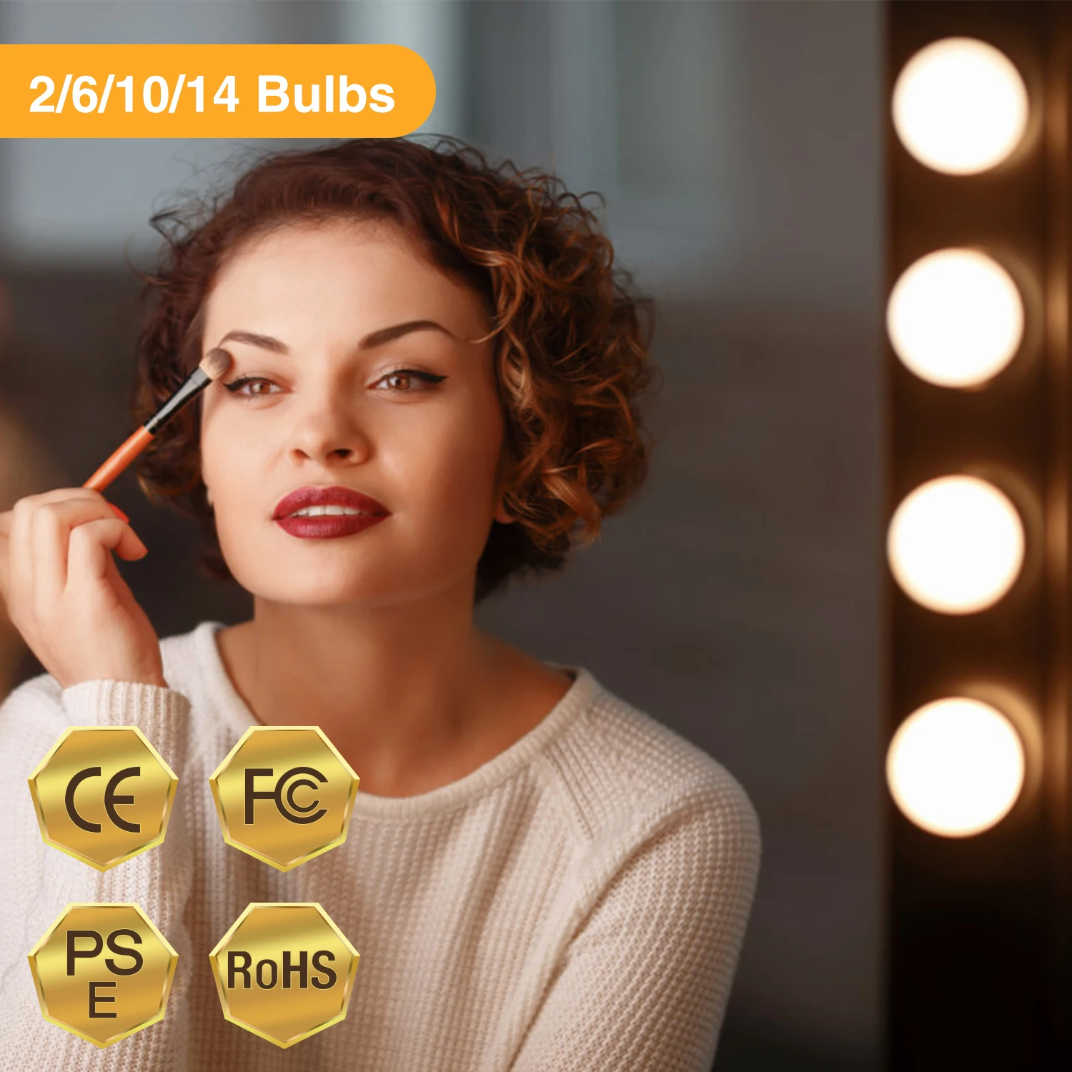 

Светодиодная лампа для макияжа, трехцветный подвесной светильник для зеркала в голливудском стиле, с usb-разъемом, Розовый Туалетный столик ...