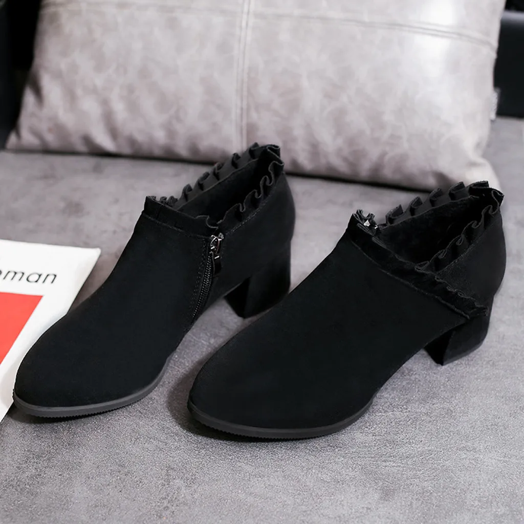 Женские замшевые зимние ботинки в европейском стиле сезон осень-зима винтажные