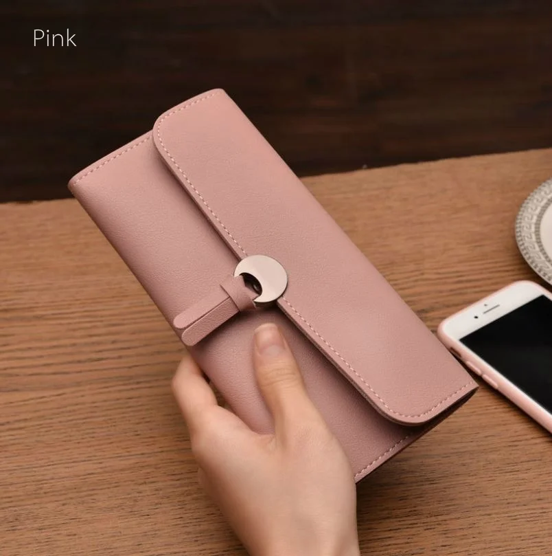 Кошелек для монет карманный клатч кожаный Длинный кошелек девушек женщин Ретро