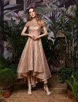 gold prom dresses elegant evening growns fashion party dress for young girls organza sequin luxury formal dress