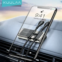 kuulaa 2 in 1 magnetic phone stand car holder gps bracket for iphone 11 12 pro max winder usb cable clip organizer wire cord