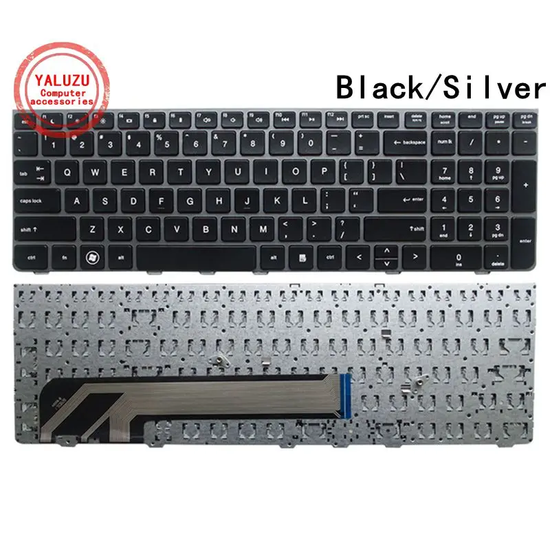 para hp Probook 4535s 4530s 4730s us Teclado Prata Preto Novidade Teclado de substituição