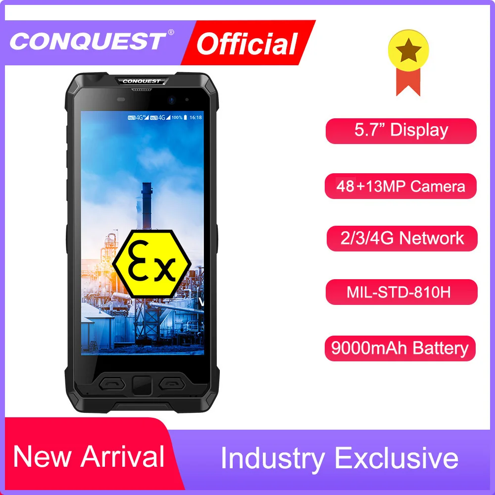 CONQUEST S19 ATEX Телефон IP68 водонепроницаемый прочный смартфон телефон идентификация