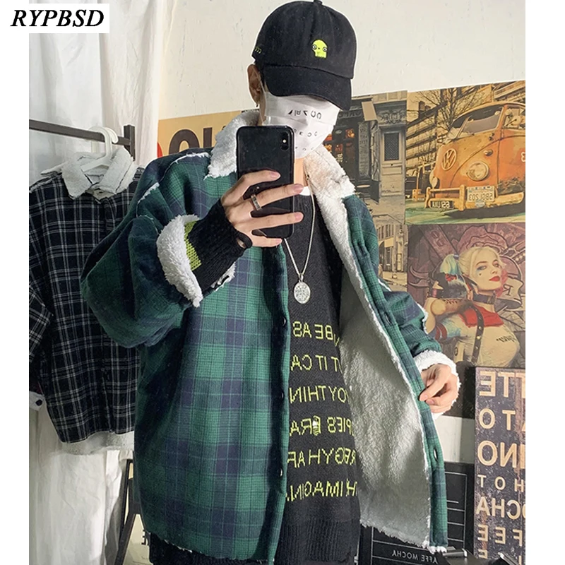 Новинка Зима 2019 мужские клетчатые куртки Толстая теплая куртка с бархатной