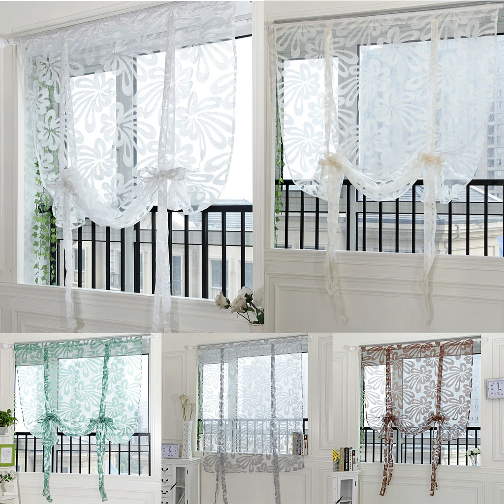 Шикарный жаккардовый цветочный дизайн Короткая занавеска на окна в римском