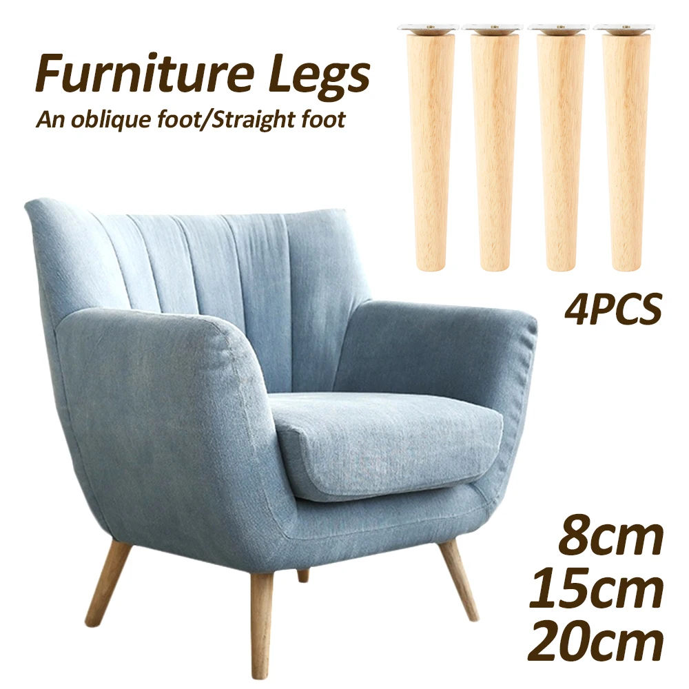 4Pcs Height 8/15/20CM Solid Wood Furniture Legs Inclined Cone Sofa Bed Cabinet Table And Chair Replacement Feet Sloping Feet