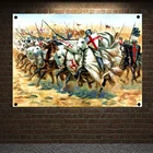 Античный крест Легион баннеры флаги настенное искусство Рыцари темплары плакаты настенные подвесные украшения роспись на холсте украшение для дома