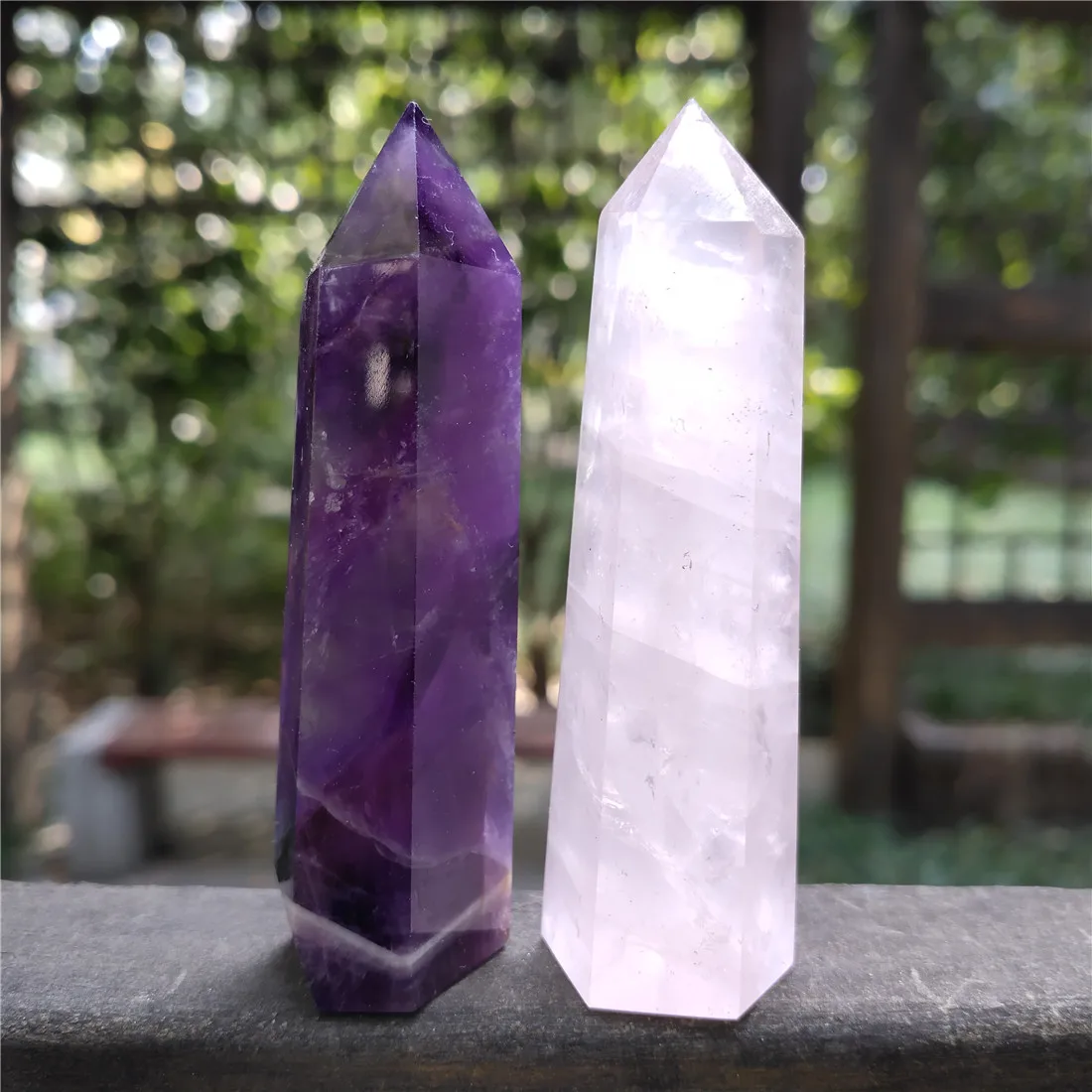 2 шт. шеврон амихтист розовый кварц башня кристалл камень остров Камни Кристаллы