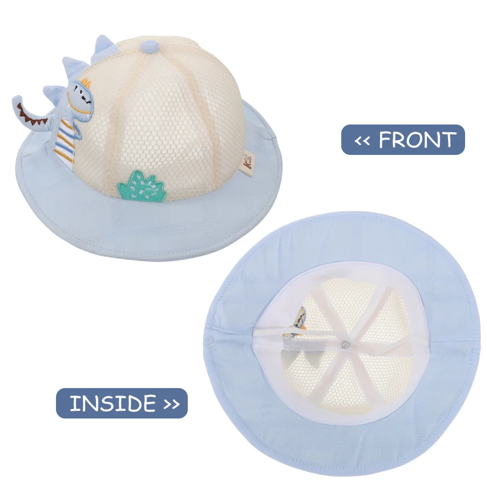 

1pc Children Mesh Breathable Sun Hat Cartoon Embroidered Fisherman Hat