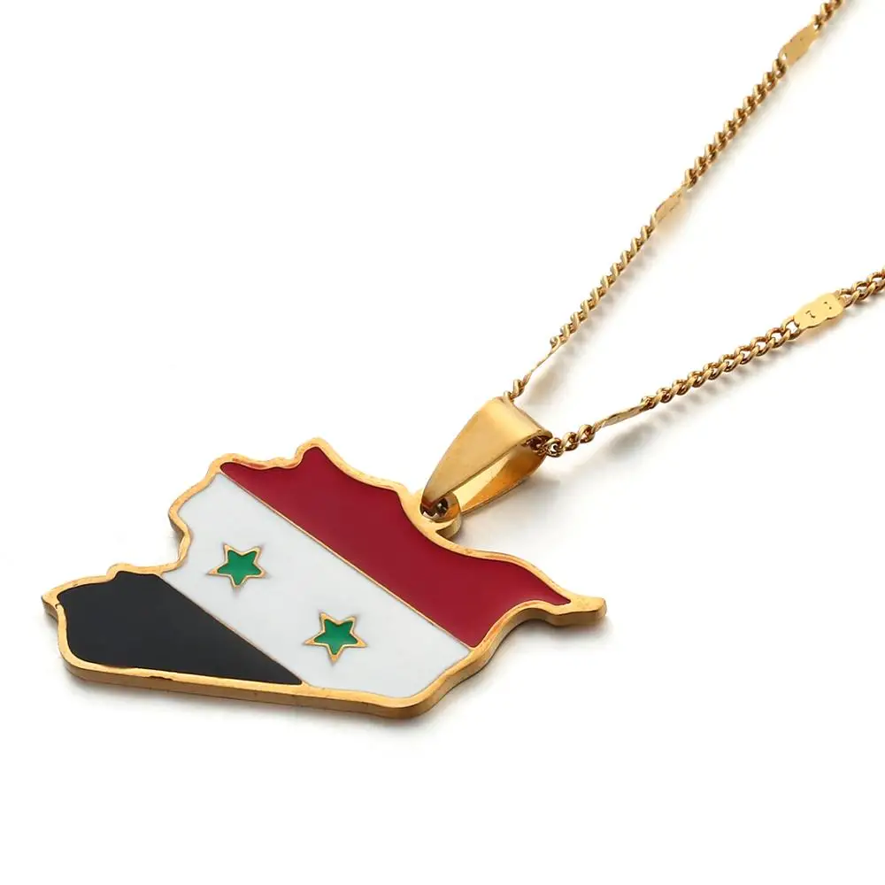Модная нержавеющая сталь, карта США, кулон в форме флага, ожерелья, Syrians, карта, Женские Ювелирные изделия