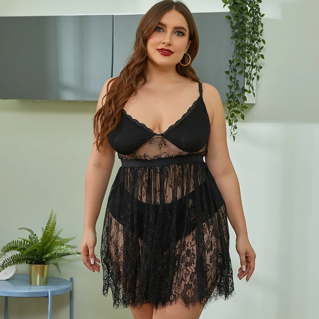 

Plus beauty Modena 2021 new large lace women's casual nightdress 6770