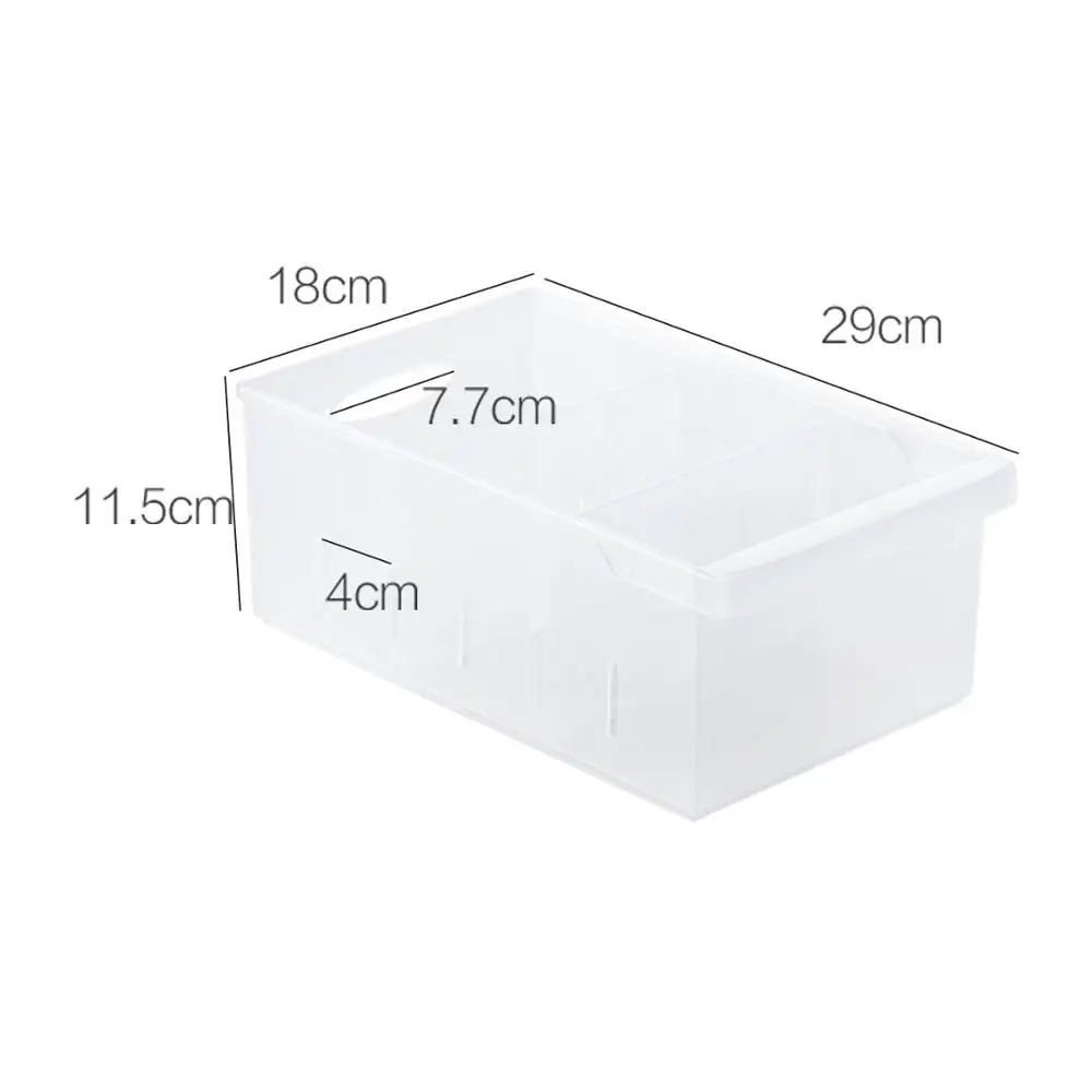 

3 Grids Clear Plastic food Egg Storage Container Kitchen Refrigerator Food Fruit Crisper Portable Partition Storage Box