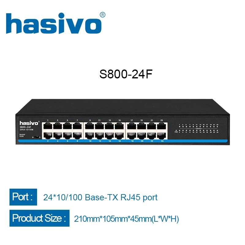 24 RJ45 Порты и разъёмы Сетевой коммутатор Ethernet 10/100 Мбит/с сетевой для IP