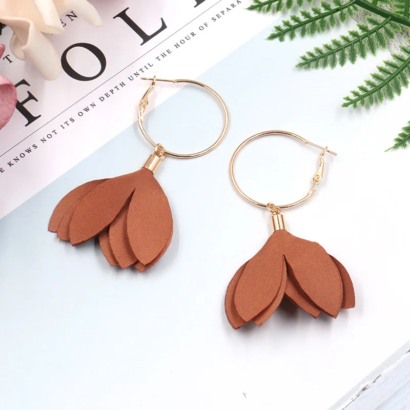 2021 элегантные женские богемные серьги с цветами из сплава в виде лепестков