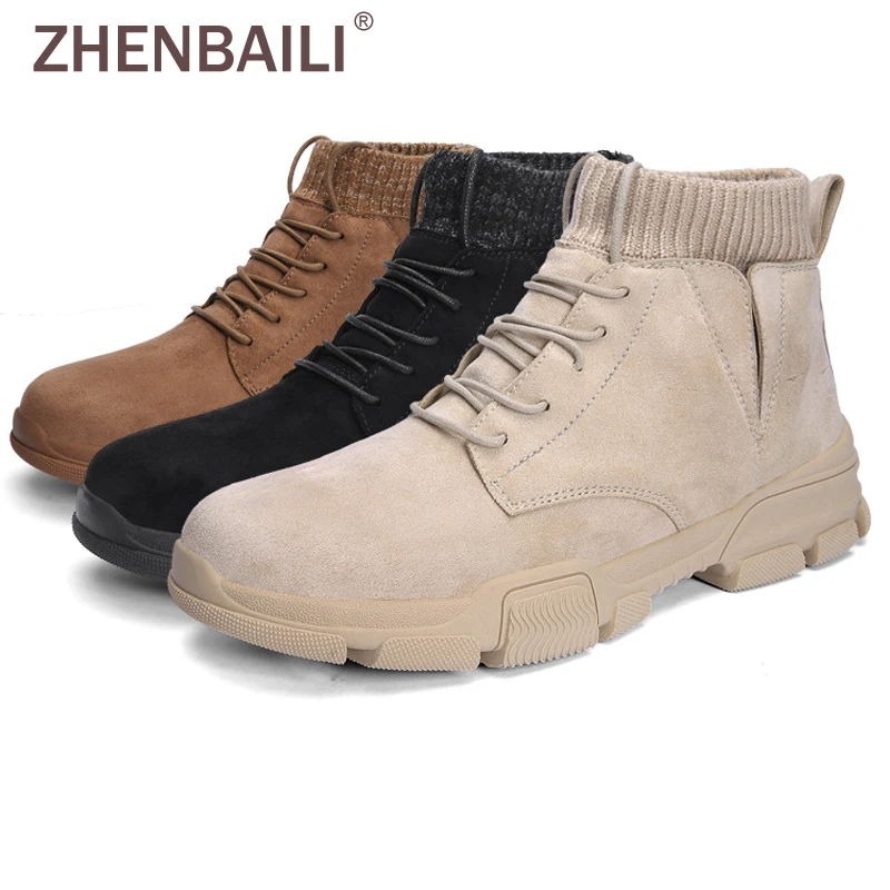 ZHENBAILI/мужские ботильоны из искусственной замши плюшевые зимние ботинки на меху