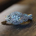 Женское кольцо серебряного цвета с фианитом, обручальное вечерние ЦО с белым цирконом