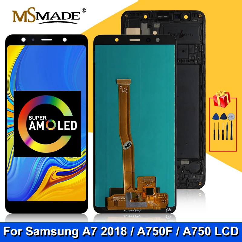 6 0 &quotSuper AMOLED для Samsung Galaxy A7 2018 дисплей A750 ЖК SM A750F сенсорный экран замены с