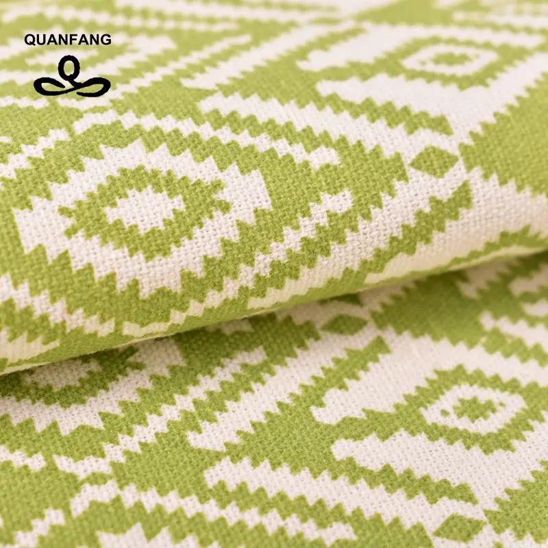 QUANFANG новая Трехцветная Геометрическая хлопковая льняная ткань для лоскутного