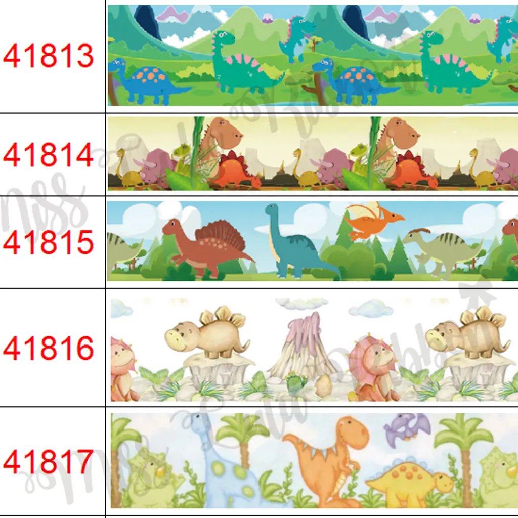 

16mm-75mm Cute Cartoon Dinosaur Ribbon Grosgrain Ribbon/ Elastic Band For Handmade Bow Party Sewing 50 Yards/Roll