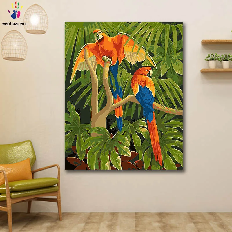DIY окраска по номерам на подставке с птицами дереве картины комплекты 40x50 защелка