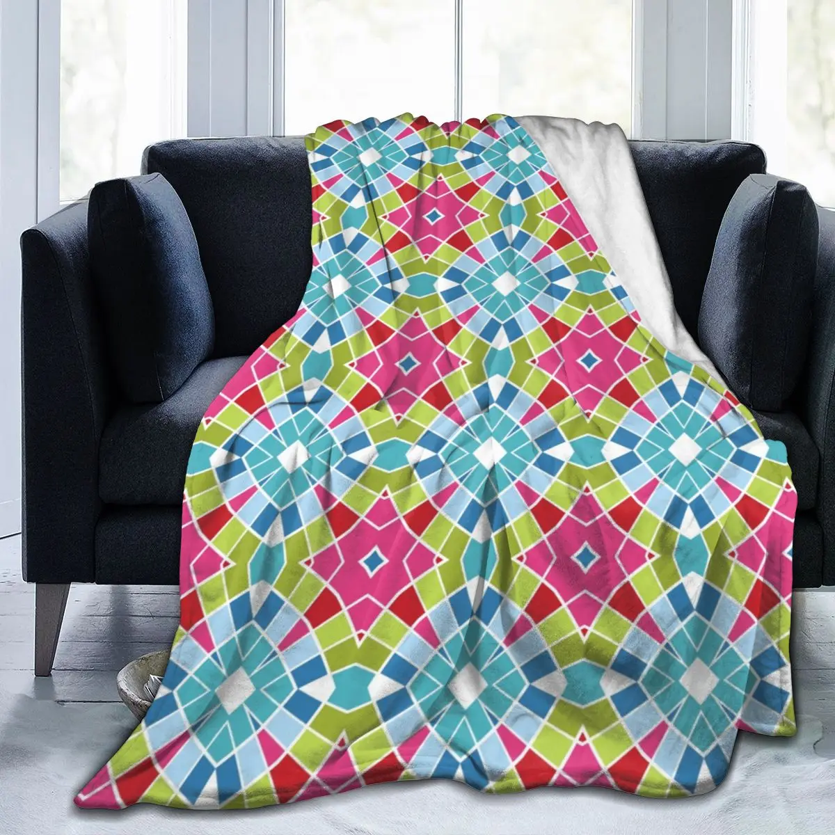 

Floral Abstract Geometric Mosaic Vintage Ethnic Seamless Super Soft Fleece Throw Blanket For Couch Bed Dropship Blankets