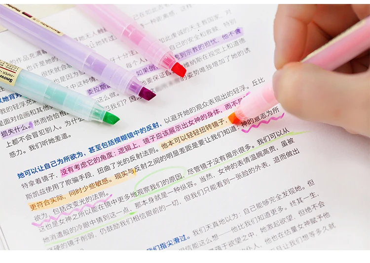 JIANWU 10pcs/set soft pastel ended highlighter pen Fluorescent pen kawaii Mild liner DIY School supplies Office Stationery