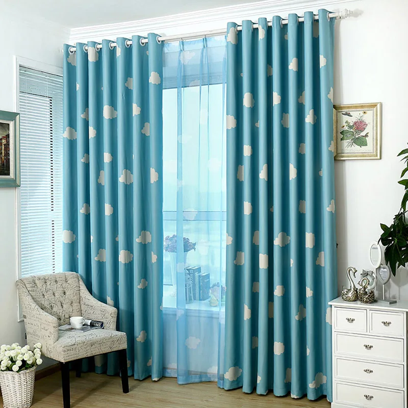 Шторы с рисунком голубого неба белые шторы принтом облаков для детской спальни