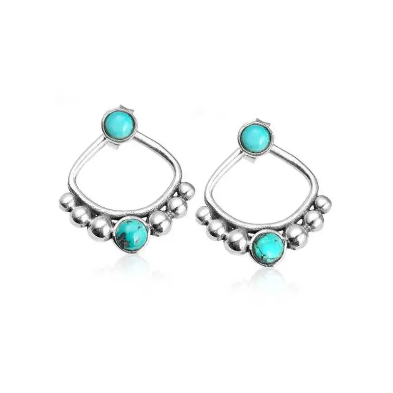 

Retro Turquoise Earrings Double-Sided Usable Female Earrings Boho Style Retro Earrings Jewelry Party Gifts Women's Accessories
