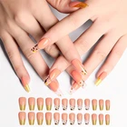 Набор для маникюра 24 шт., гель-желе, акриловый длинный гроб, пресс на ногти, французский балерина, полное покрытие, Предварительно Разработанный клей на ногтях