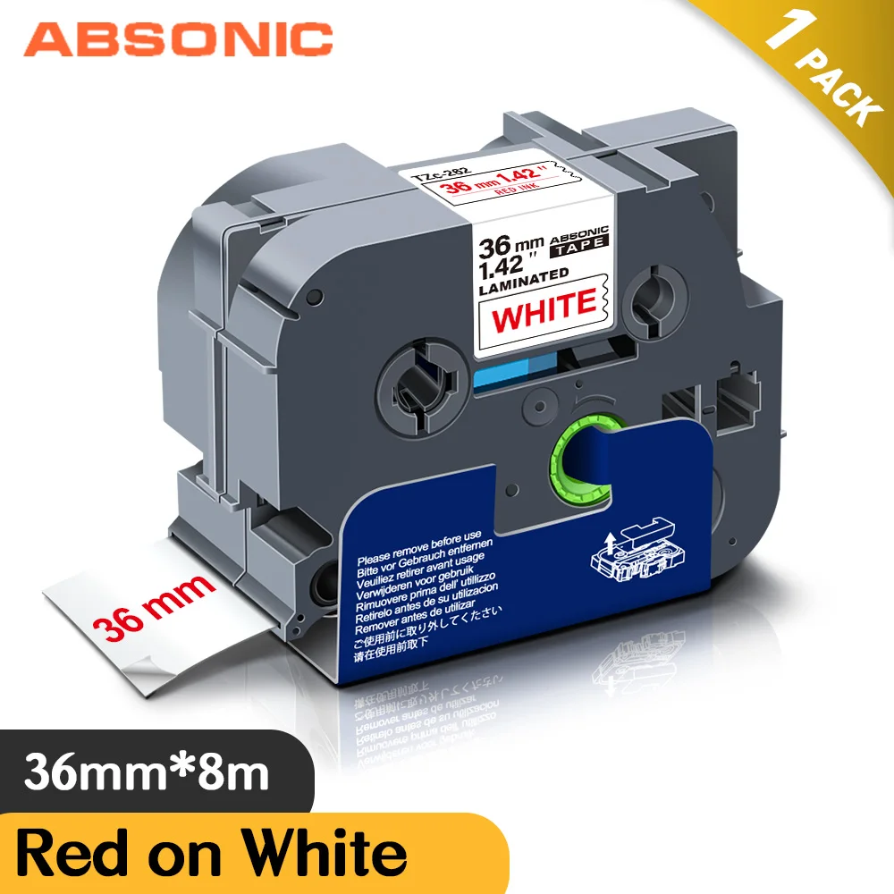 

Absonic 36mm Laminated Label for Brother 262 Tape Red on White Labels Ribbon Compatble for Brother PT-3600 PT-9200PC Label Maker