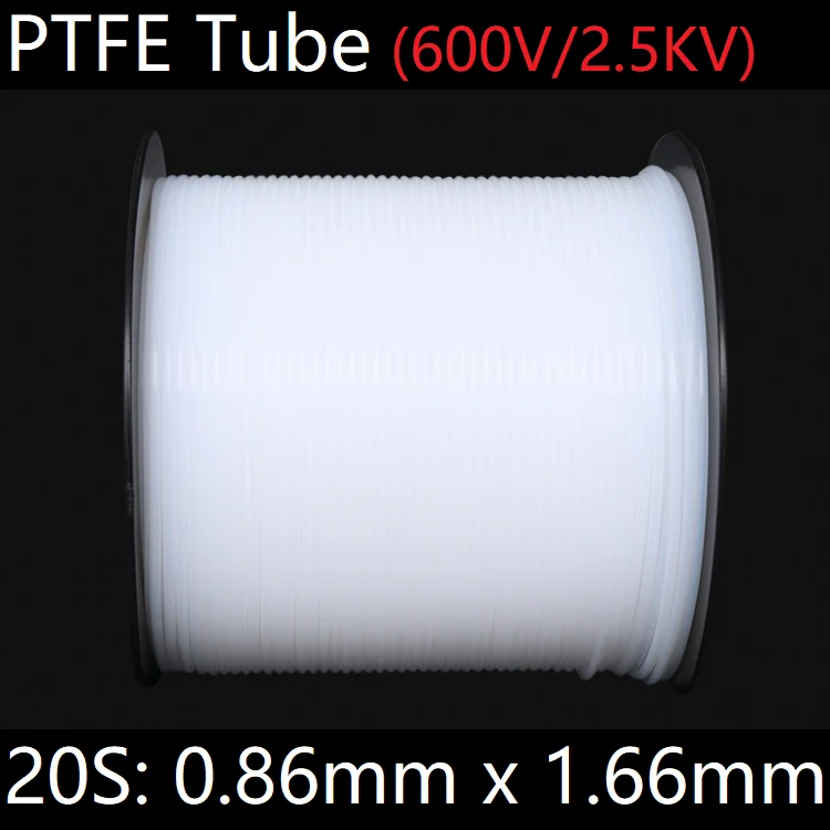 

20S 0.86mm x 1.66mm PTFE Tube T eflon Insulated Rigid Capillary F4 Pipe High Temperature Resistant Transmit Hose 600V White