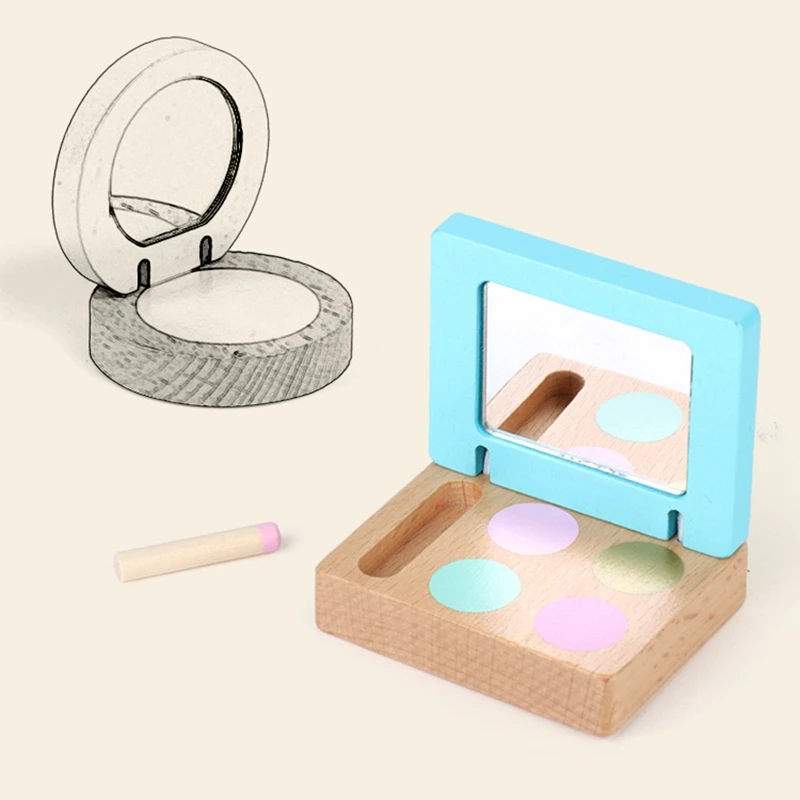 

12PCS Kids Wooden Pretend Role Play Makeup Beauty Playset Funny Simulation Cosmetics Toy Makeup Accessory for Girls Gift