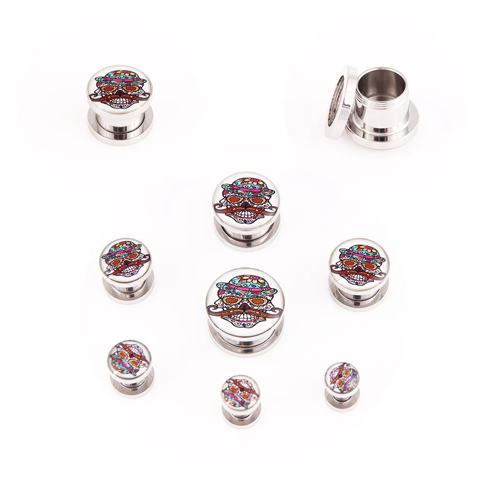 

New Stainless Steel Bearded Skull With Oil Dripping Ear Extension Ear Expansion Body Piercing Tool Accessories Jewelry Unisex