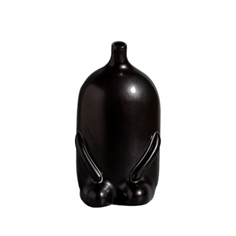 black 18x10cm Современная креативная керамическая ваза, черно-белая фарфоровая ваза Цзиндэчжэнь, сухие цветочные ремесла, украшения, свадебное украшение для дома - Цвет: black 18x10cm